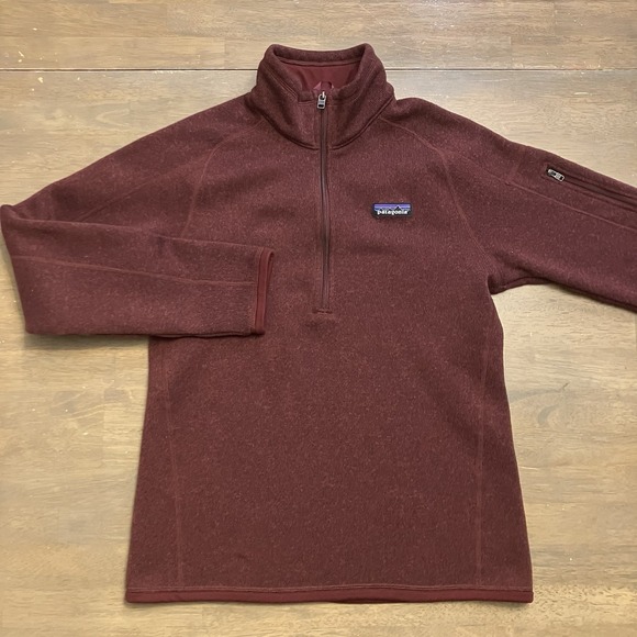 Patagonia Sweaters - Patagonia Womens Medium Better Sweater 1/4 Zip Pullover Jacket Burgundy Red